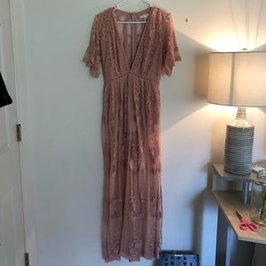 Honey Punch Lace Maxi Romper Size Small